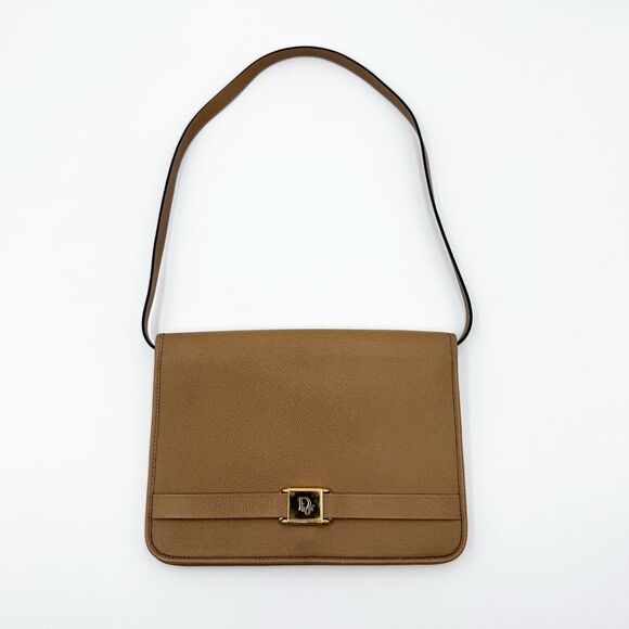 Dior Handbags - Christian Dior Leather Handbag Shoulder Bag Purse Brown Neutral Beige